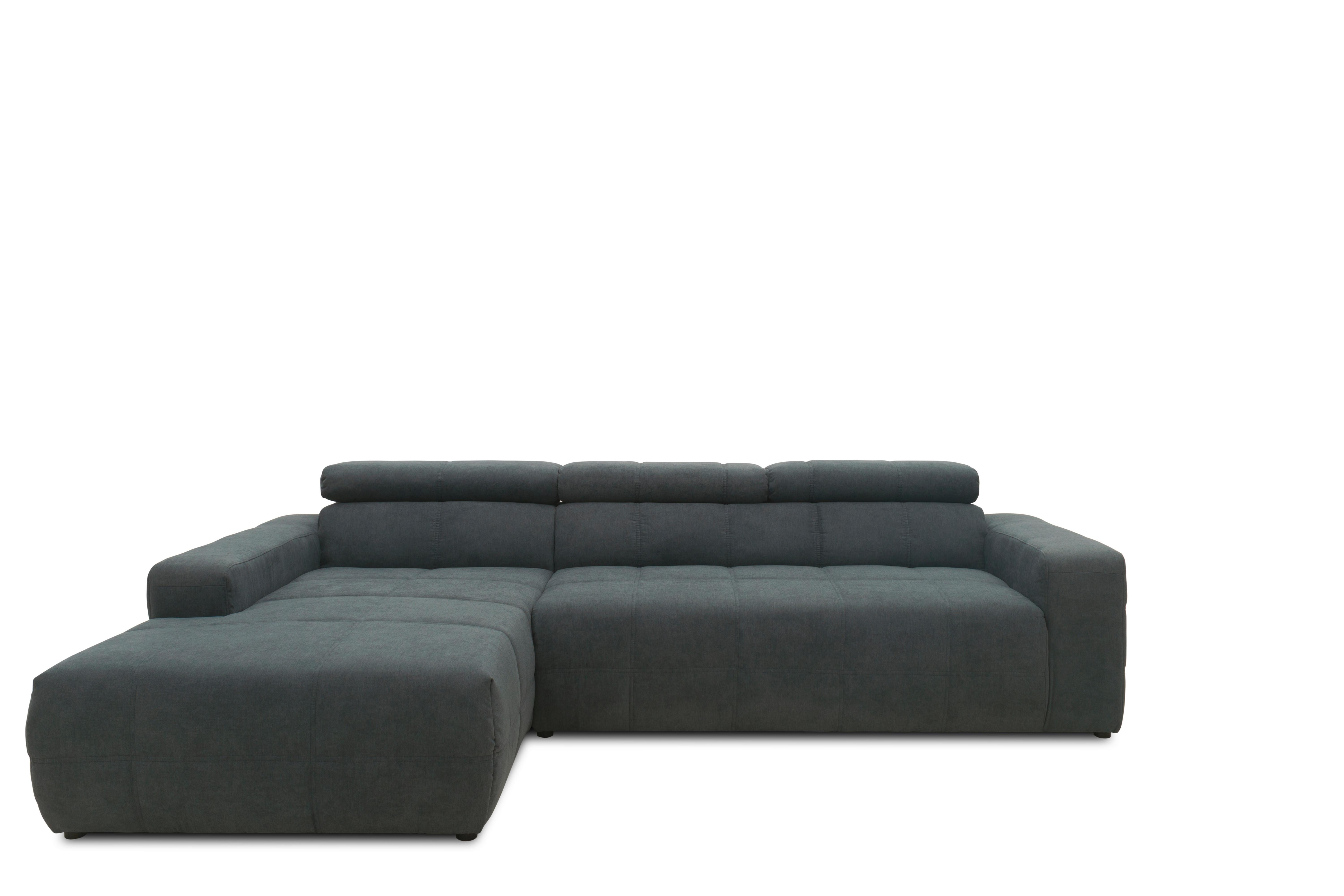 Ecksofa Mit Sitztiefen- Verstellung Brandon Dunkelgrau - Dunkelgrau/Schwarz, Design, Textil (175/285cm) - MID.YOU