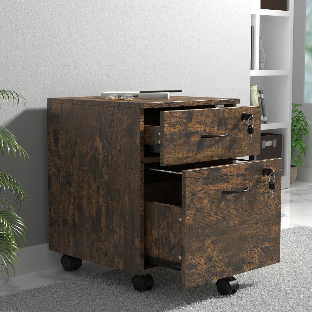 Rollcontainer Baula Eiche B: 40 cm - Eiche dunkel, Design, Holzwerkstoff/Kunststoff (40/54/44cm) - MID.YOU