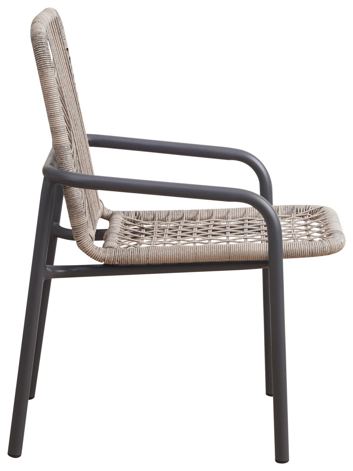 Gartensessel 2er-set Helmond Kunststoff/edelstahl - Sandfarben/Anthrazit, Design, Kunststoff/Metall (53/76/44cm) - Gardenson