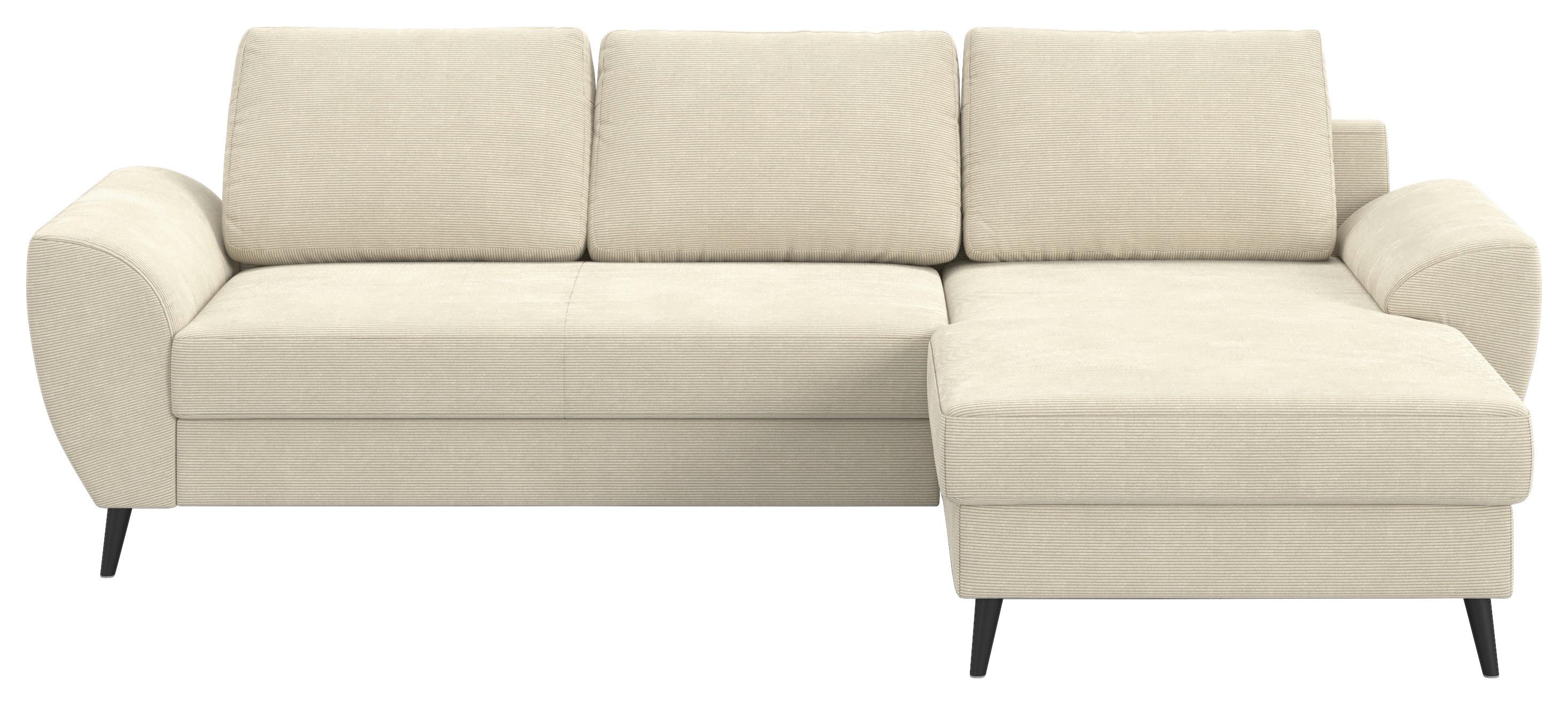 Ecksofa mit Bettfunktion Terra Cord beige, B: 255cm - Beige/Schwarz, Trend, Textil (255/154cm) - MID.YOU