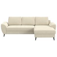 Ecksofa mit Bettfunktion Terra Cord beige, B: 255cm - Beige/Schwarz, Trend, Textil (255/154cm) - MID.YOU