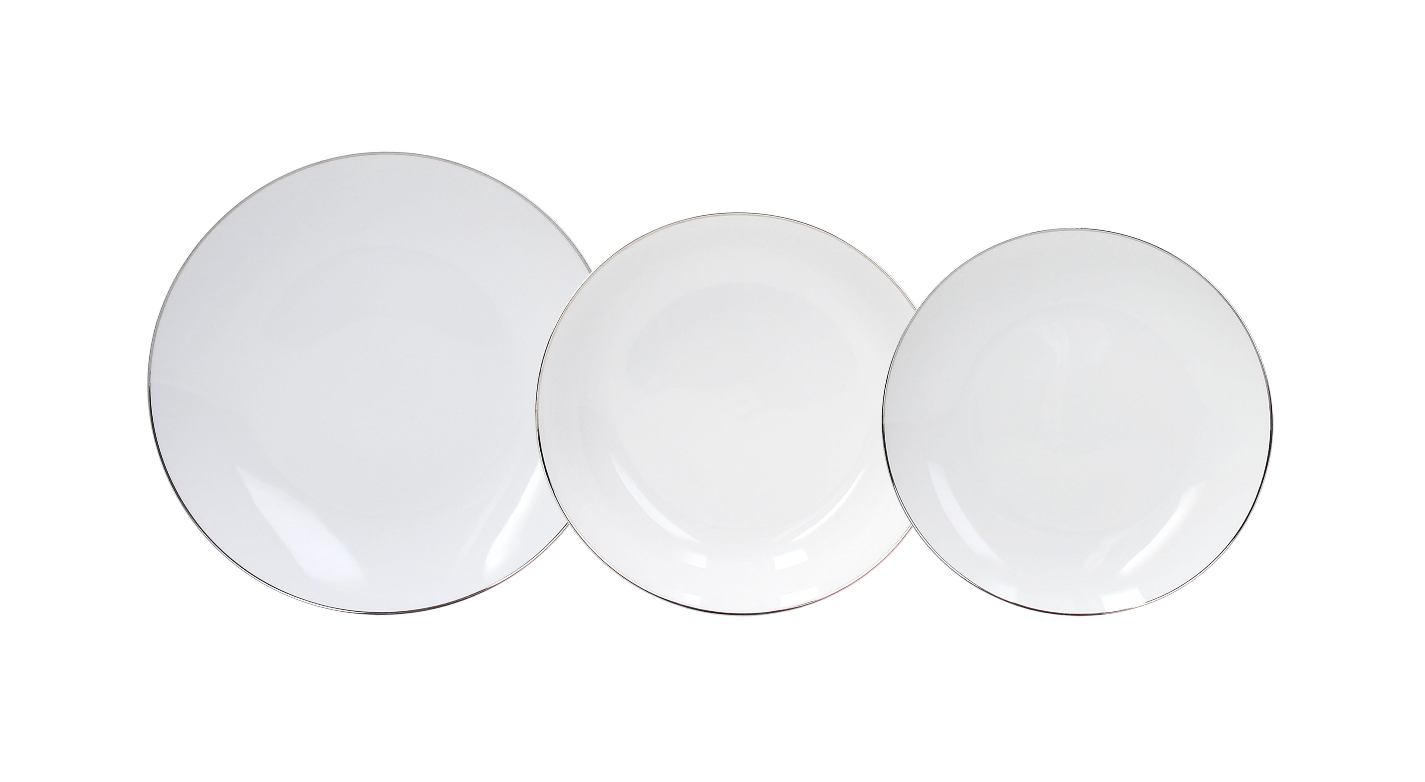 Jedálenský Servis Platino, 18-Dielna - biela, Moderný, keramika (36/28,5/22cm) - Tognana