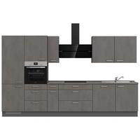 Kuchynská linka 360 cm, bridl.šedý betón/bridl.šedá - farba ušľachtilej ocele/bridlicová, Modern, kov/kompozitné drevo (360cm) - Nobilia