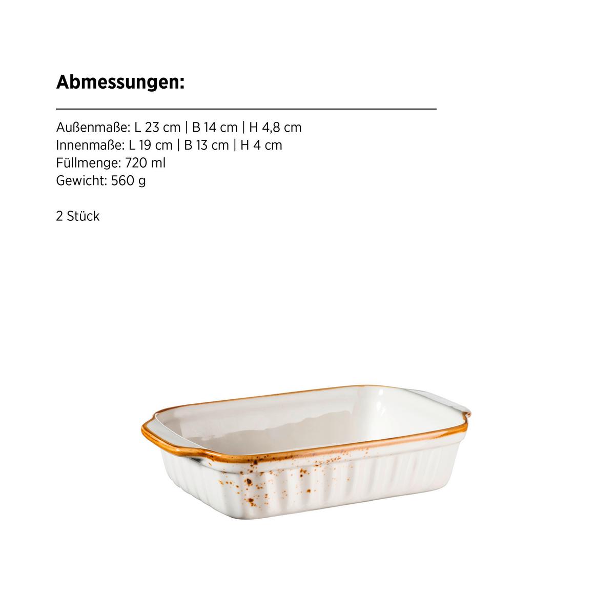 Auflaufform Pintar Porzellan Rechteckig Braun Weiß - Braun/Weiß, Basics, Keramik (24/14/4,8cm) - Mäser