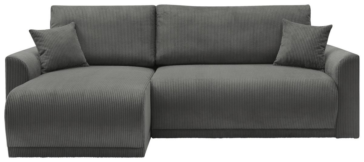 Rohová sedačka KIM L146, obojstr., tmavosivý menčester - tmavosivá, Modern, drevo (233/146cm)