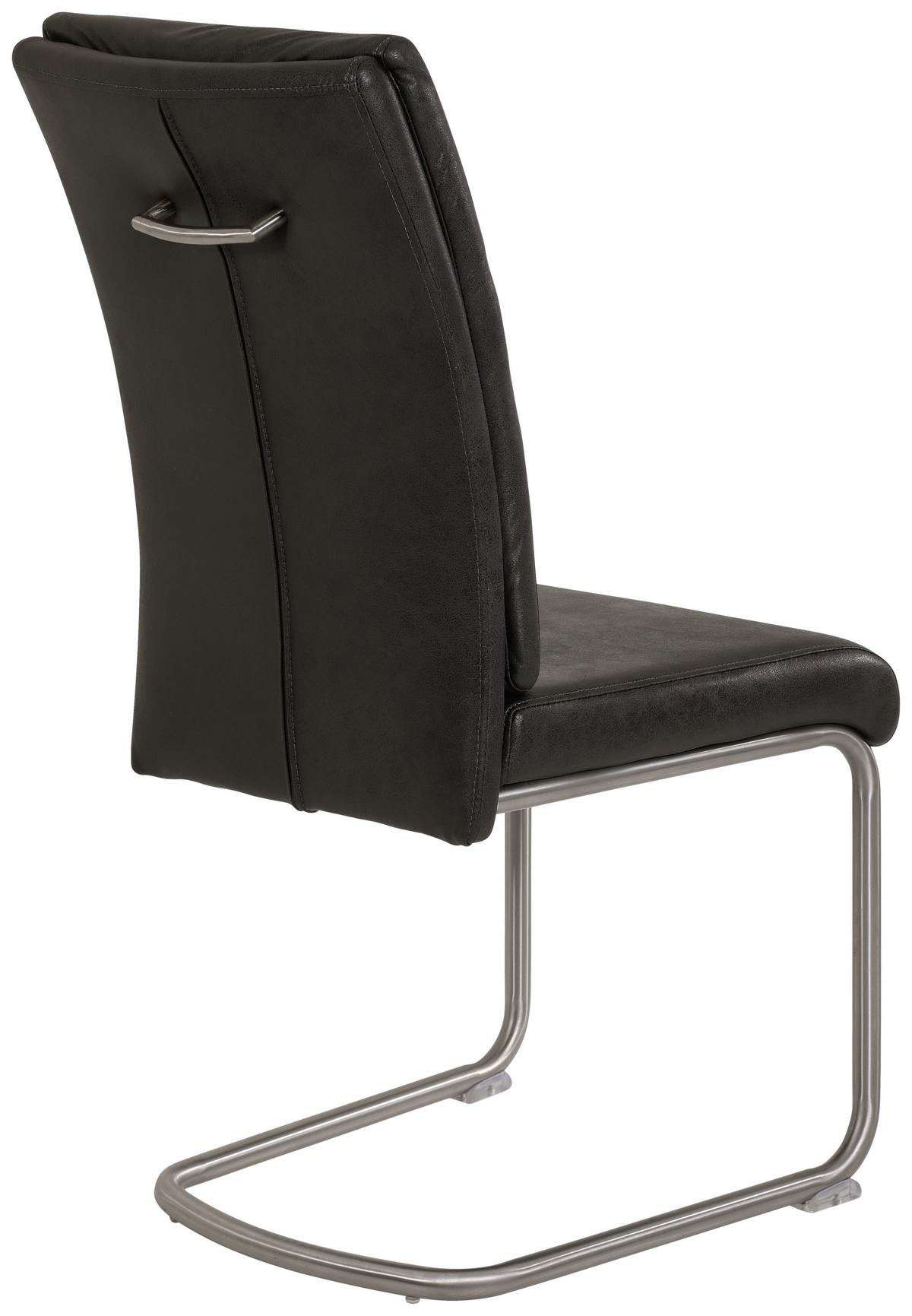 Schwingstuhl Paula Anthrazit Lederlook 5er-Set - Edelstahlfarben/Anthrazit, MODERN, Textil/Metall (45/102/65cm) - MID.YOU