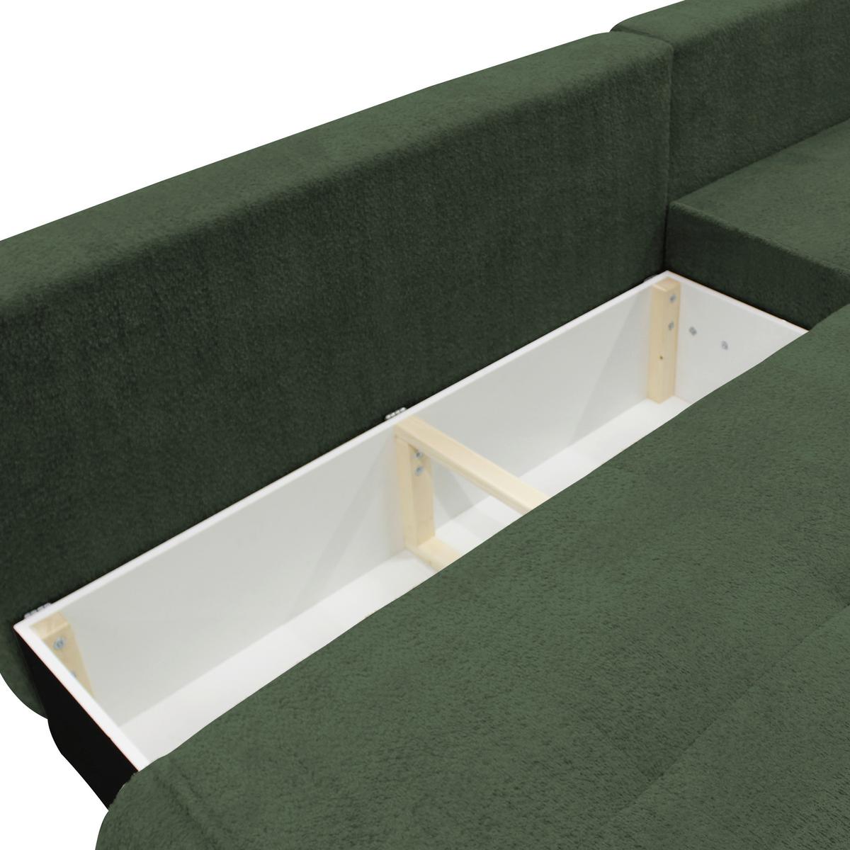 Ecksofa Paros Dunkelgrün 277x179 Cm - Dunkelgrün/Schwarz, Design, Textil (277/179cm) - MID.YOU