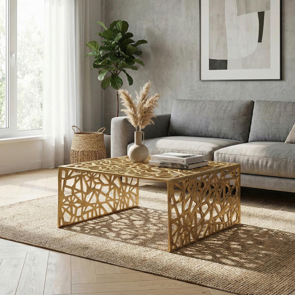 COUCHTISCH Goldfarben L: 60cm - Goldfarben, Design, Metall (60/60/31cm) - Livetastic