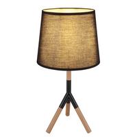 Tischleuchte 21629t - Schwarz/Naturfarben, Basics, Holz/Textil (25/45cm) - Globo