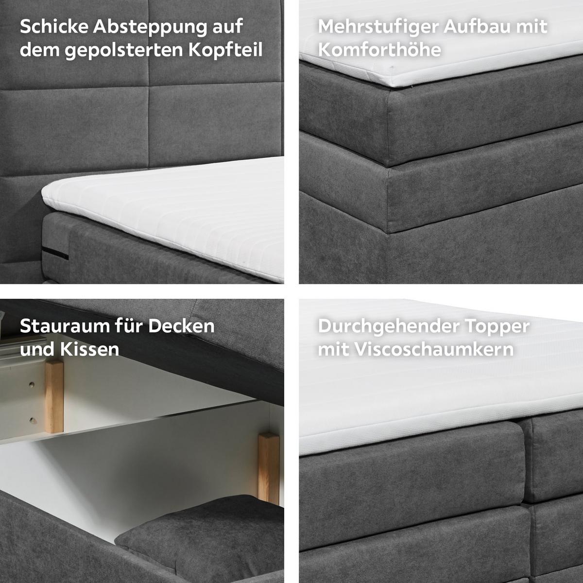 Boxspringbett Mit Topper & Bettkasten 180x200 Tacoma 3 - Schlammfarben, KONVENTIONELL, Kunststoff (180/200cm) - MID.YOU
