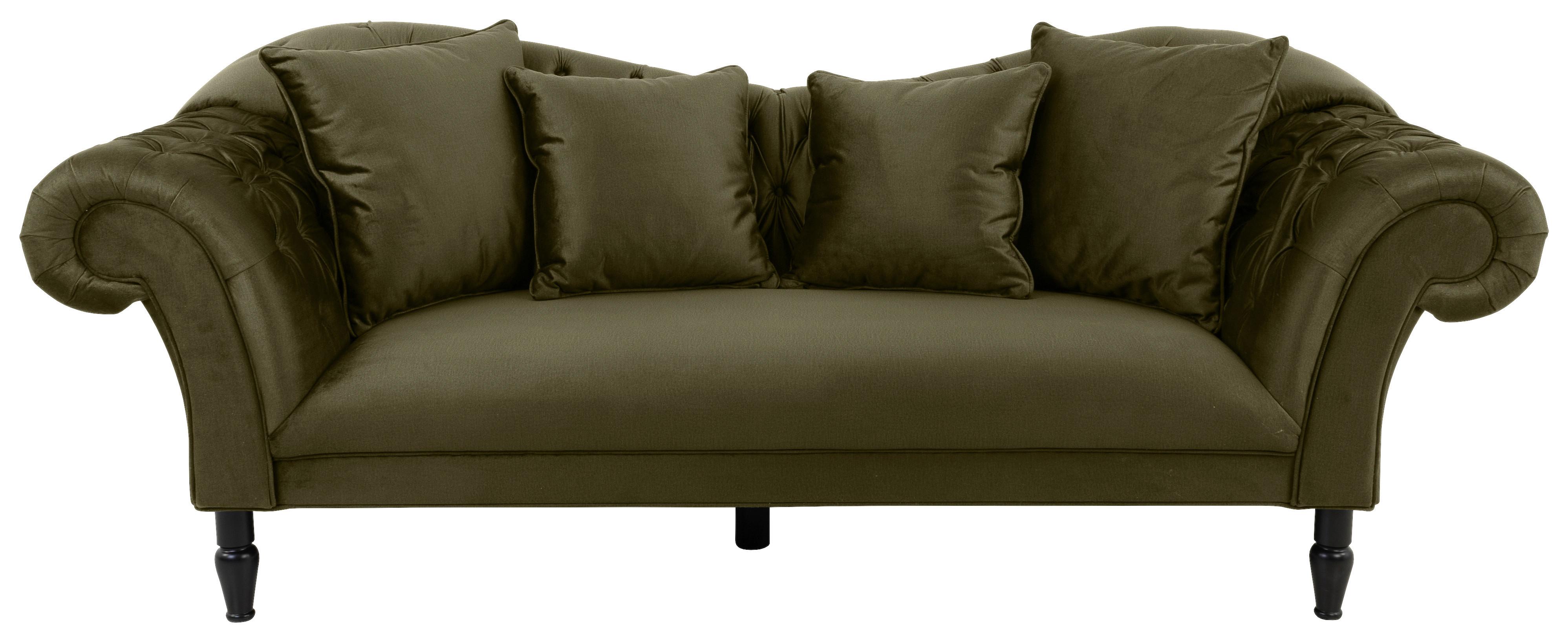 3-SITZER-SOFA CUPIDO - Schwarz/Olivgrün, Design, Textil (242/91/104cm) - MID.YOU