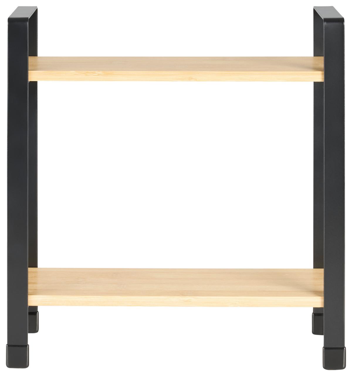 Kuchyňský regál RITA -2 - černá/přírodní barvy, Moderní, kov/přírodní materiály (32/33/11cm) - Mömax