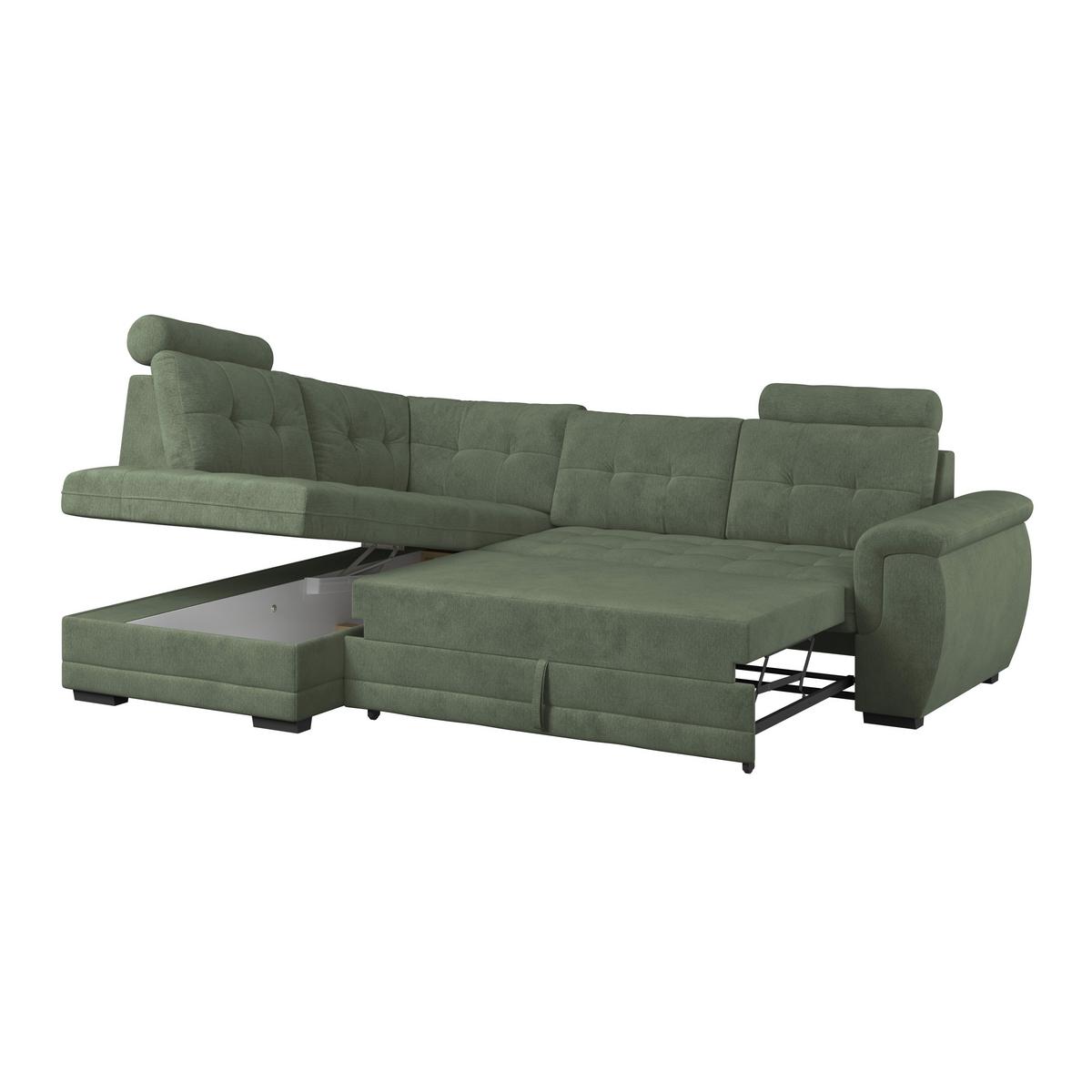 Ecksofa mit Schlaffunktion Falco new Grün 183x251 cm - Schwarz/Grün, KONVENTIONELL, Textil (183/251cm) - Ondega