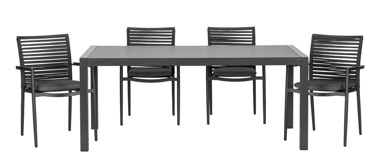 Gartenset 5-Tlg. Textil/Metall /Holzwerkstoff/Kunststoff - Dunkelgrau/Anthrazit, Basics, Holzwerkstoff/Kunststoff (180/98/74cm) - Acamp