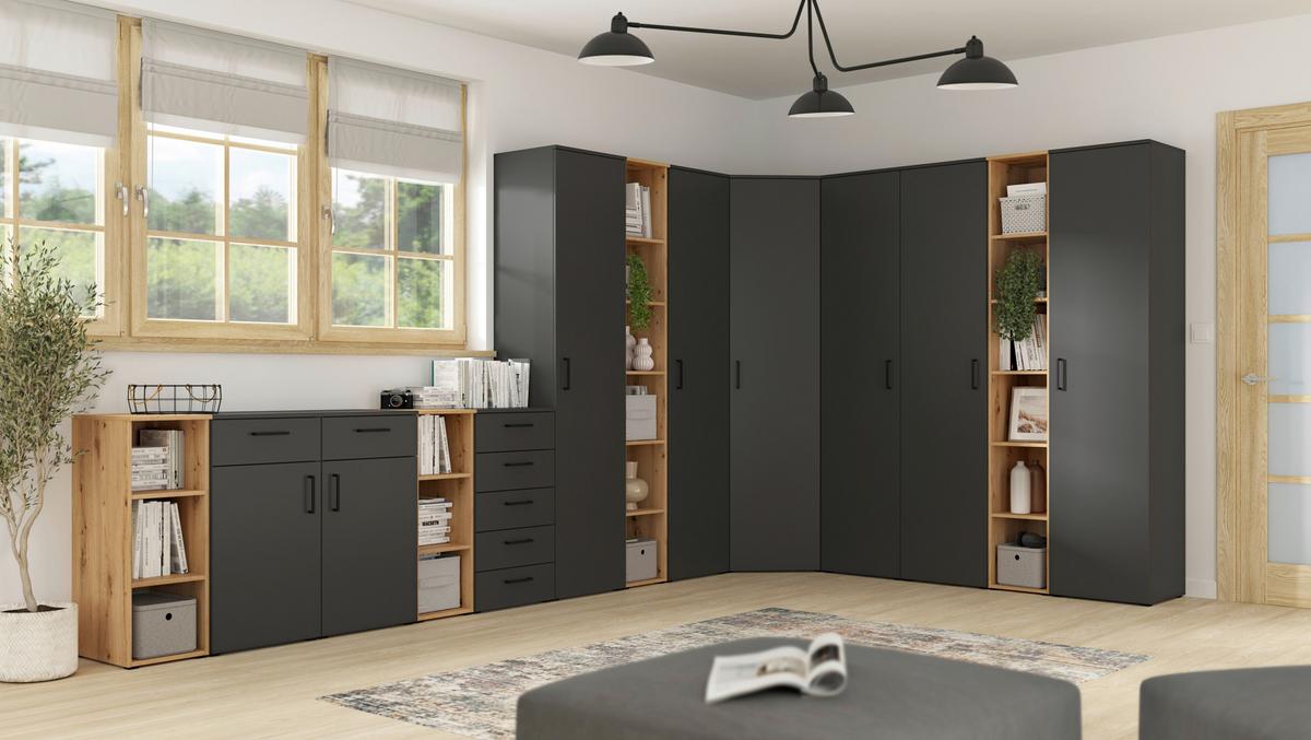 Komód Multistauraum - grafitszürke, Modern, faalapú anyag (80/83/52cm) - Carryhome