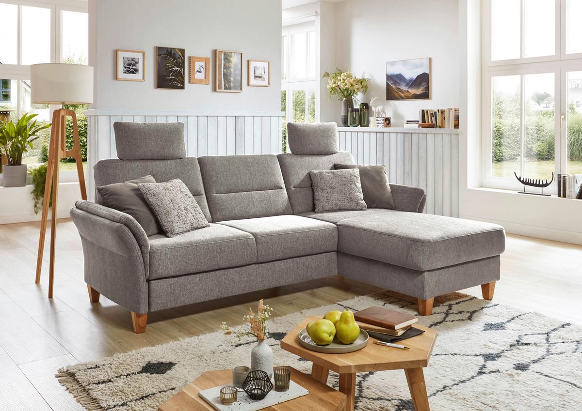 Ecksofa Westerland graubraun Rücken echt, 252x162 cm - Eichefarben/Graubraun, KONVENTIONELL, Textil (252/162cm) - Sit & More