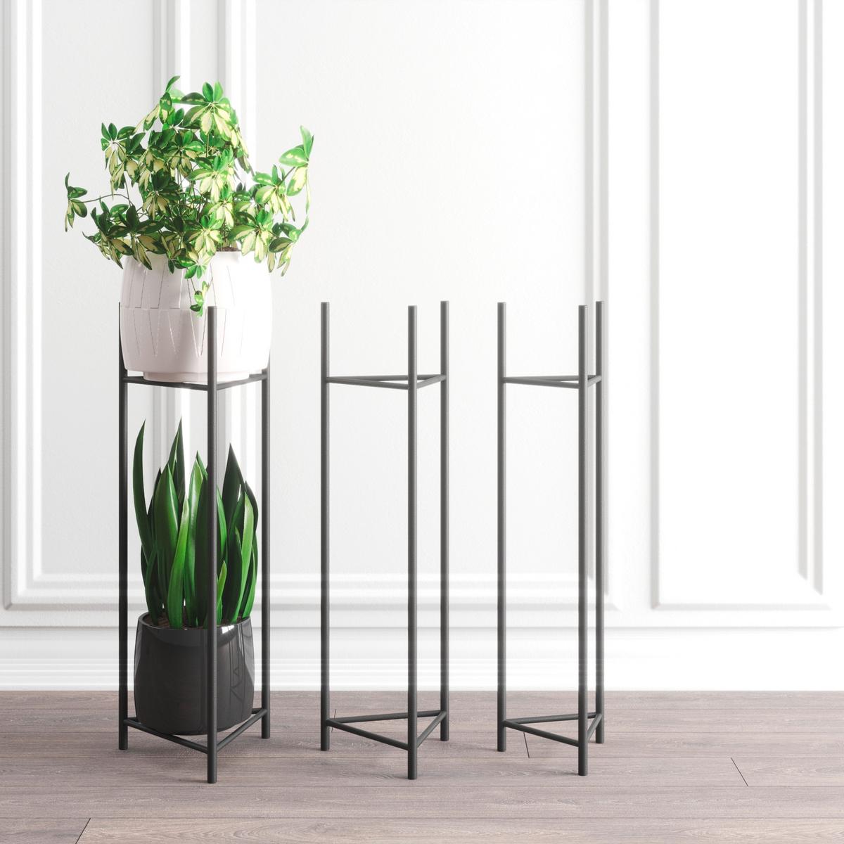 Blumenständer Aluminium Schwarz Bxhxt: 27x90x27 Cm - Schwarz, Basics, Metall (27/90/27cm)