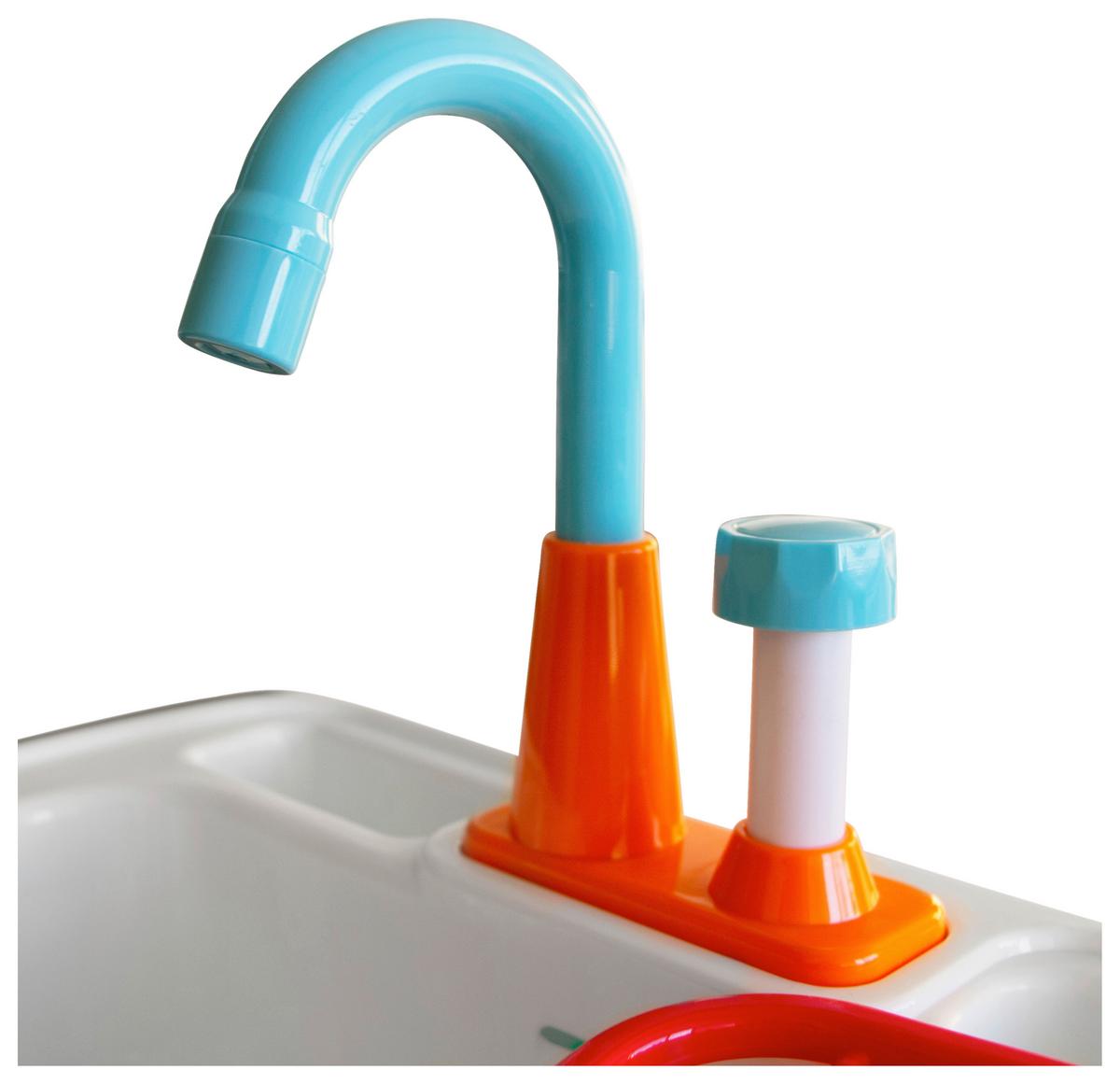 Kinderküchenspüle Mit Zubehör Blau, Weiß, B/h/t: 40x30x26cm - Blau/Weiß, KONVENTIONELL, Kunststoff (40/30/26cm) - Ambia Garden