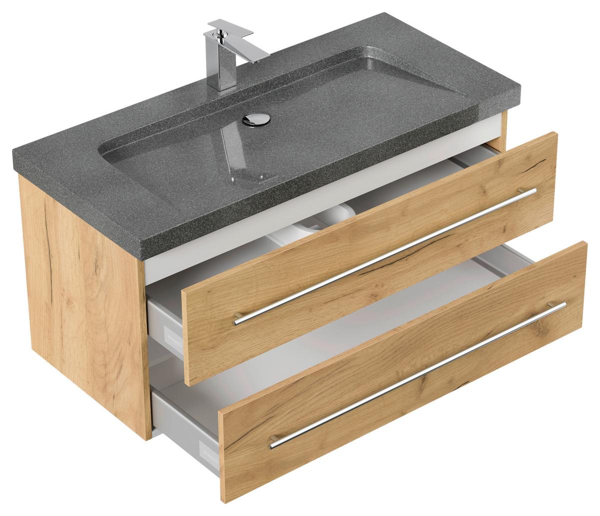 WASCHTISCHKOMBI Yamo, Eichefarben B: 100 cm - Eichefarben, Basics, Holzwerkstoff/Stein (100cm) - MID.YOU