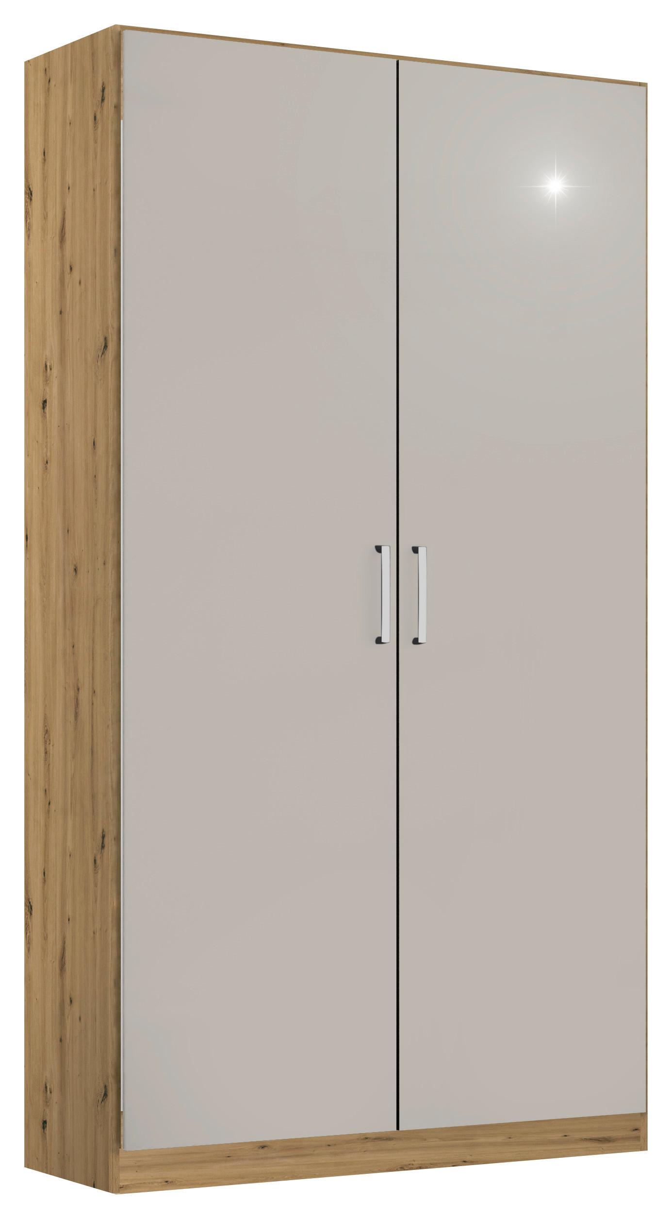 Drehtürenschrank 91 cm Berlin Eiche Dekor/Hellgrau - Hellgrau/Eiche Artisan, MODERN, Holzwerkstoff (91/197/54cm) - Rauch Möbel