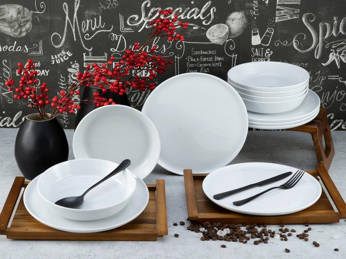 Tafelservice Keramik 6 Personen Geschirr Set Weiß - Weiß, Basics, Keramik (29/25/30cm) - Creatable