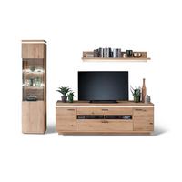 Wohnkombination Teilmassiv 3-Tlg. Barcelona Eichefarben - Eichefarben, Design, Glas/Holz (280/204/50cm) - Livetastic