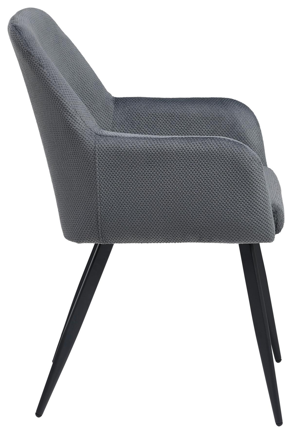 Armlehnstuhl Amanda - Schwarz/Grau, LIFESTYLE, Textil/Metall (56/87/60cm) - MID.YOU