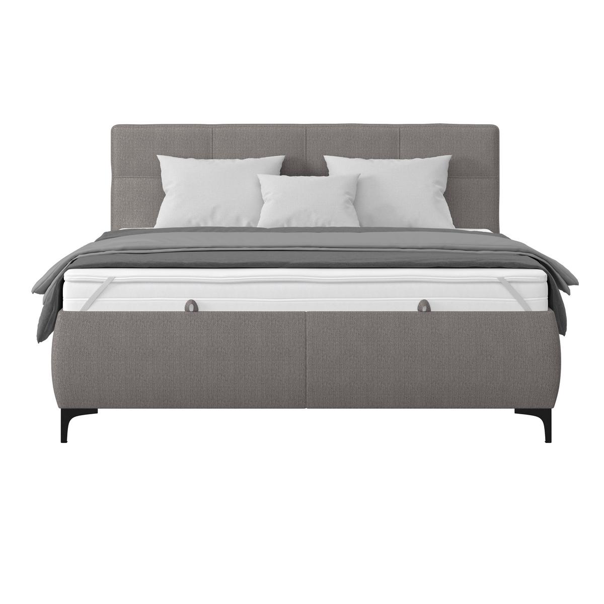 Polsterbett Zeni 180 - Graubraun/Schwarz, KONVENTIONELL, Holz/Holzwerkstoff (180/200cm)