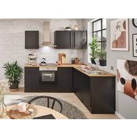 Eckküche Jazz 8 220 Schwarz S: 220x175 cm - Eichefarben/Schwarz, LIFESTYLE, Holzwerkstoff (220/175/60/60cm) - MID.YOU