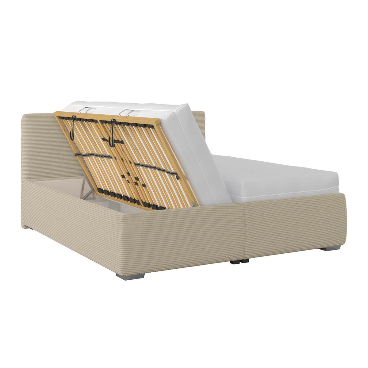 Kárpitozott Ágy Lesia 200/200cm - krémszínű/fehér, Modern, faalapú anyag/textil (200/200cm)
