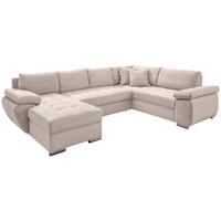 Wohnlandschaft Terana mit Schlaffunktion, Beige - Chromfarben/Beige, KONVENTIONELL, Textil (157/305/219cm) - P & B
