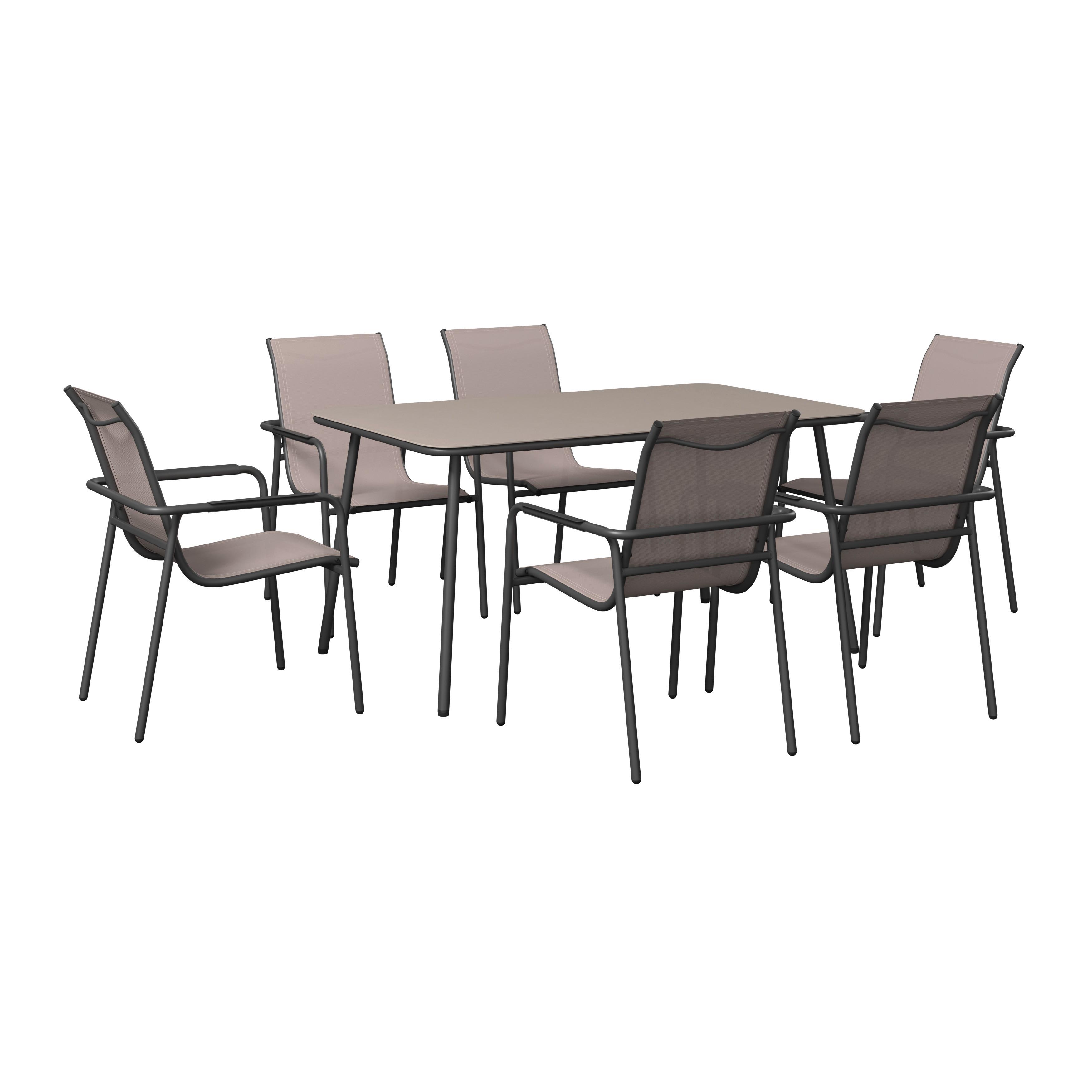Gartenset Madrid - Dunkelgrau/Beige, MODERN, Glas/Textil (59/66/88cm) - Beldano
