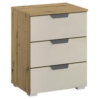 Nachtkästchen Artemis Eiche Dekor/champanger, H:62cm - Champagner/Alufarben, MODERN, Glas/Holzwerkstoff (47/62/42cm) - Rauch Möbel