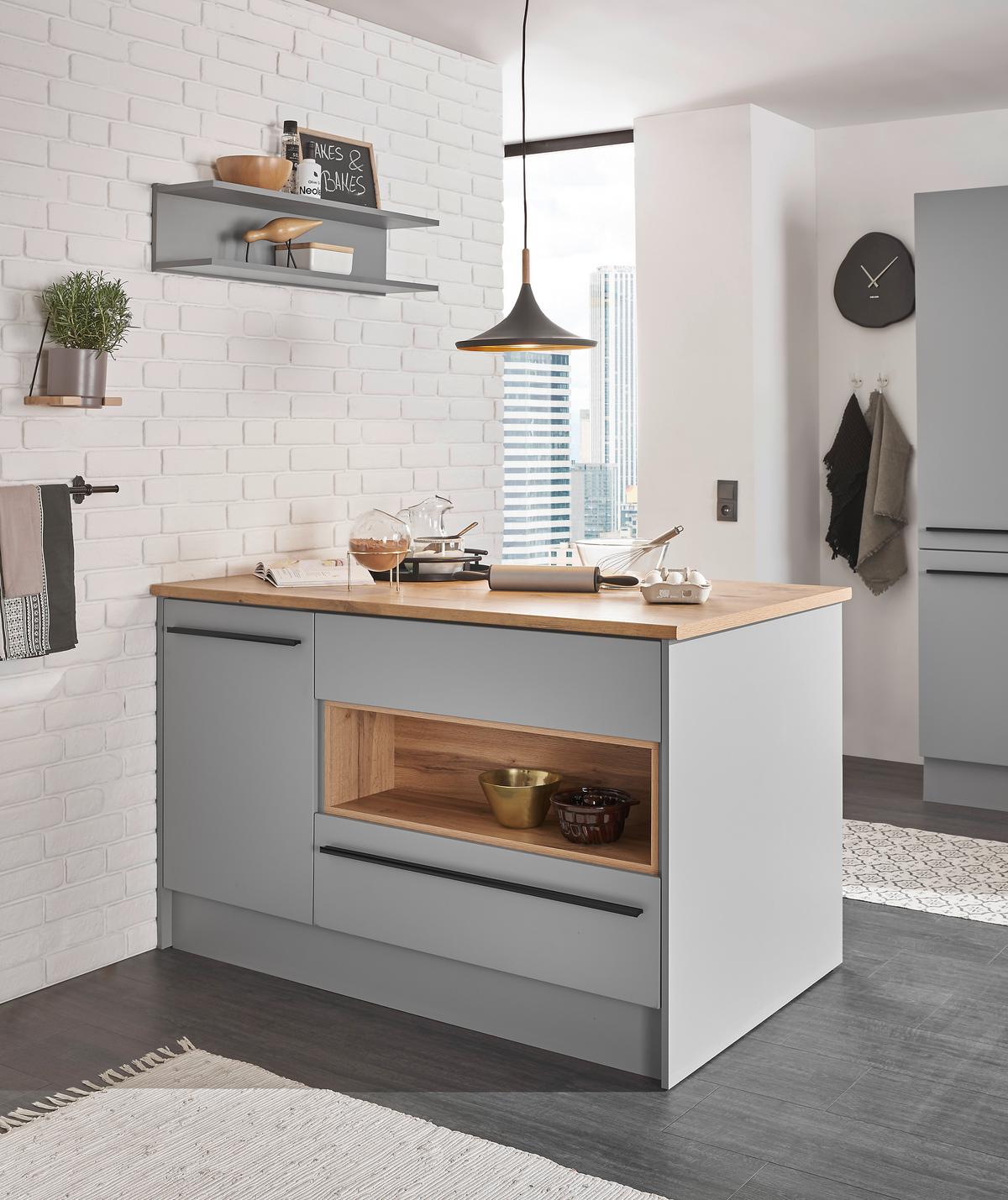 KUCHYNSKÝ OSTROVČEK DENVER - čierna/sivá, Design, kompozitné drevo/plast (145/90/90cm) - MID.YOU