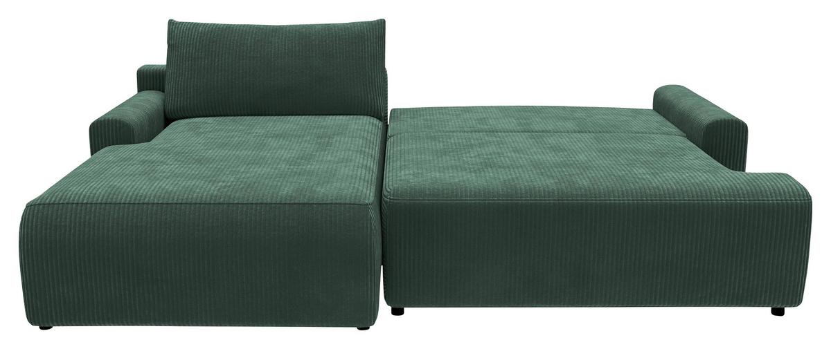 Eckschlafsofa Prag, Dunkelgrün S: 167x253 cm - Dunkelgrün/Schwarz, MODERN, Textil (167/253cm) - Trendmanufaktur