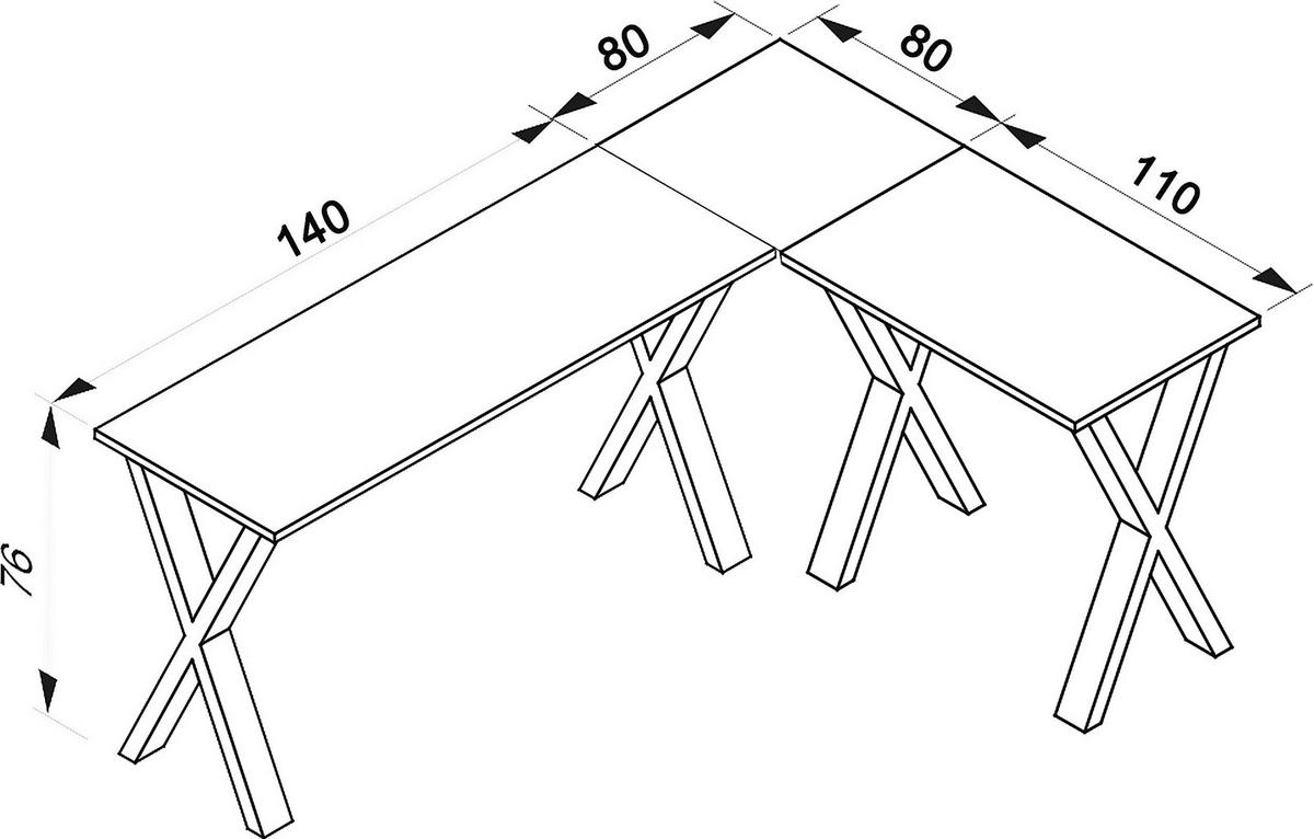 Eckschreibtisch Lona 220x190 cm Silber/Eiche - Silberfarben/Sonoma Eiche, MODERN, Holzwerkstoff/Metall (220/190/76cm) - MID.YOU