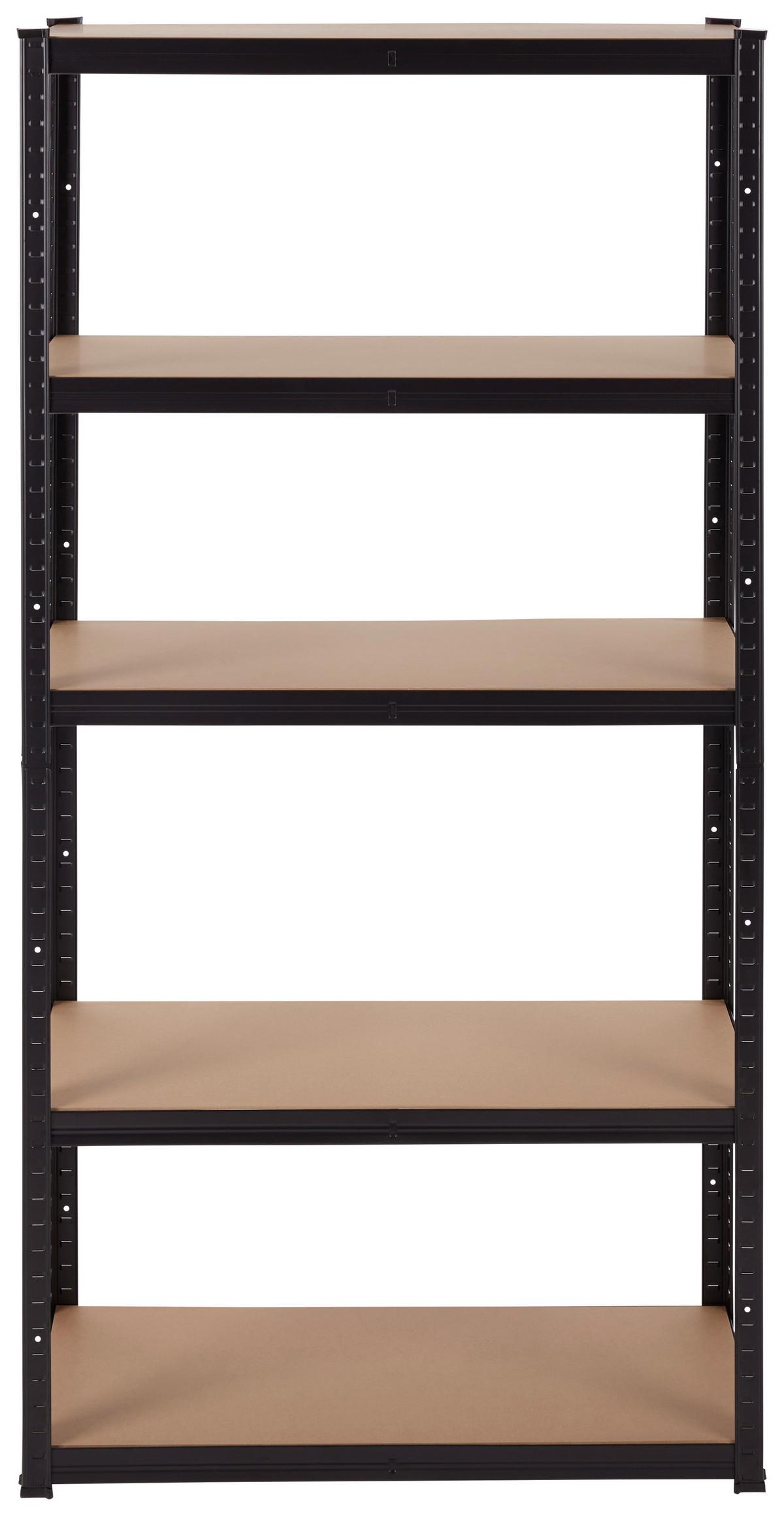 Schwerlastregal Theo - Schwarz, Trend, Holzwerkstoff/Metall (90/40/180cm) - Homezone