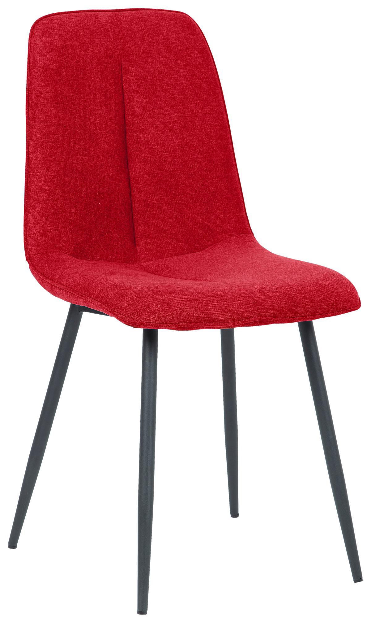Esszimmerstuhl Lago Rot Echtholz Beine 2er-Set - Rot/Schwarz, MODERN, Holz/Textil (47/87/58cm) - P & B