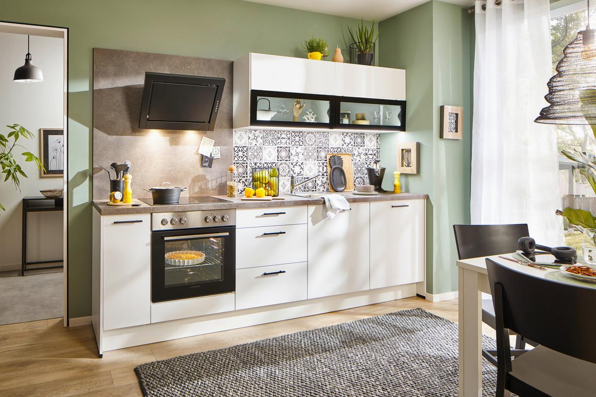 Küchenblock Pn210 - Weiß, LIFESTYLE, Holzwerkstoff (280cm) - Pino