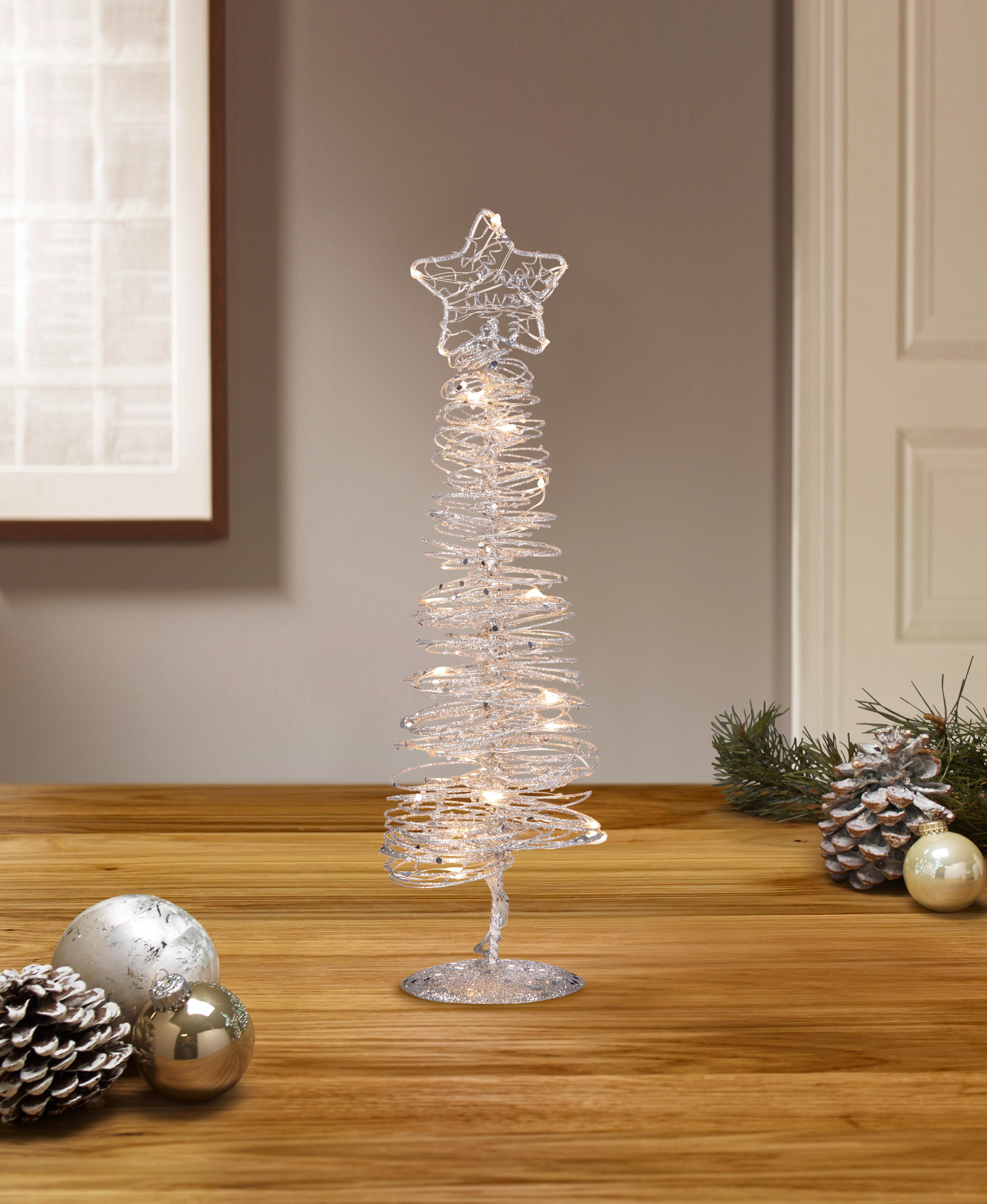 LED-Dekoleuchte Noelle Weihnachtsbaum Warmweiß - Silberfarben, ROMANTIK / LANDHAUS, Metall (8/25cm) - James Wood