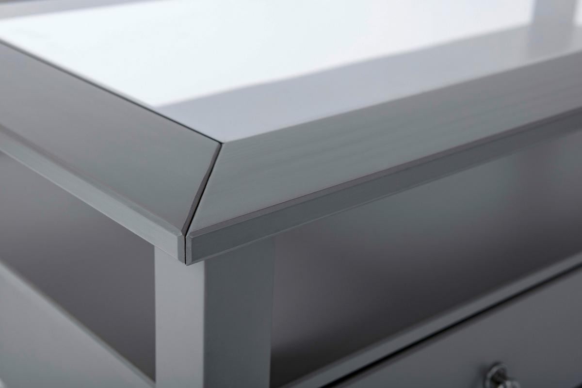 Couchtisch Holz Massiv Mit Schublade Provence, Grau - Grau, Basics, Glas/Holz (75/75/45cm) - MID.YOU