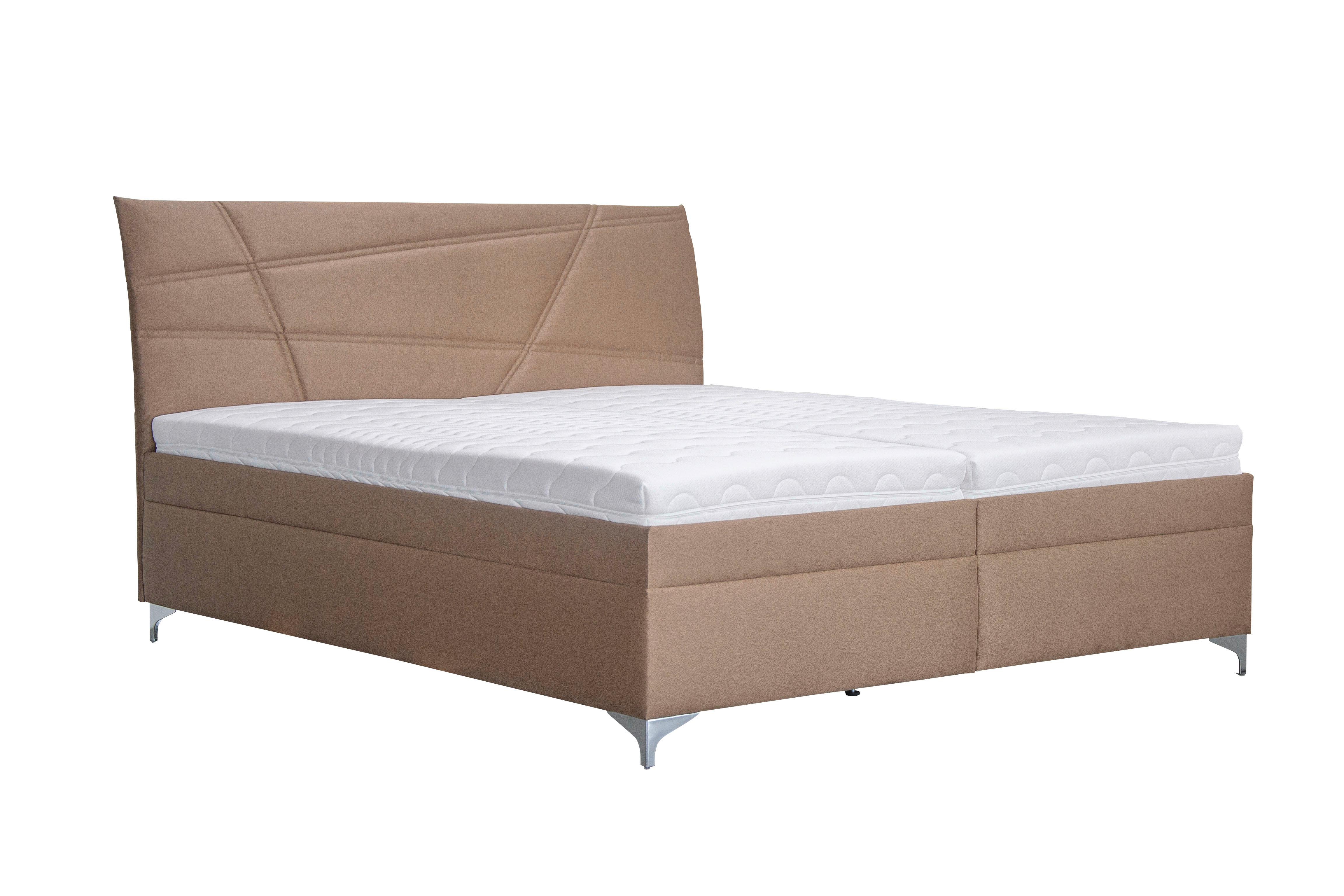 Čalouněná postel LAUREN 160x200, nugát - bílá/barvy chromu, Konvenční, dřevo/textil (160/200cm)