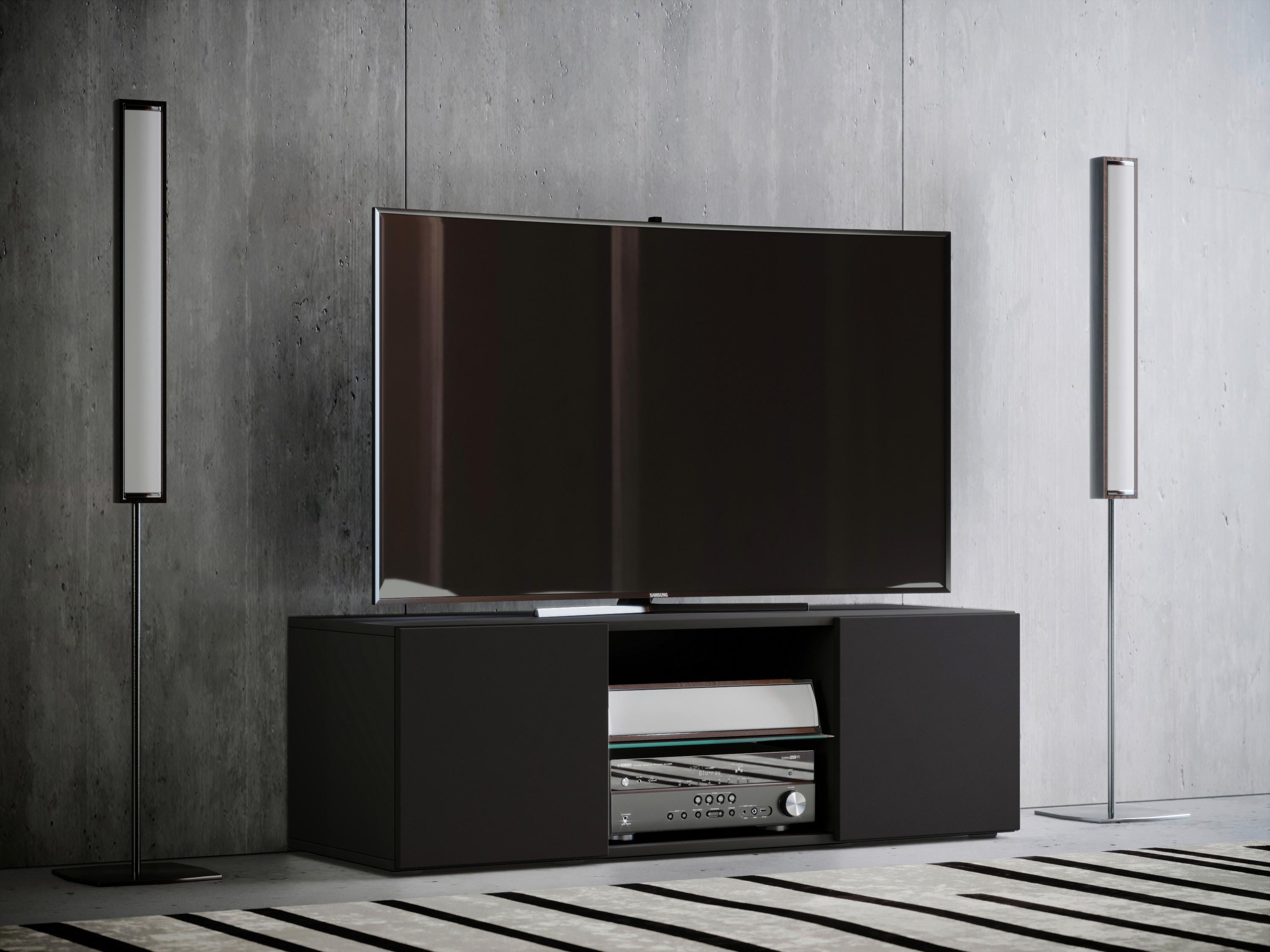 TV - skrinka Lowina š: 115 cm čierna - čierna, Konventionell, kompozitné drevo/plast (115/40/36cm) - MID.YOU
