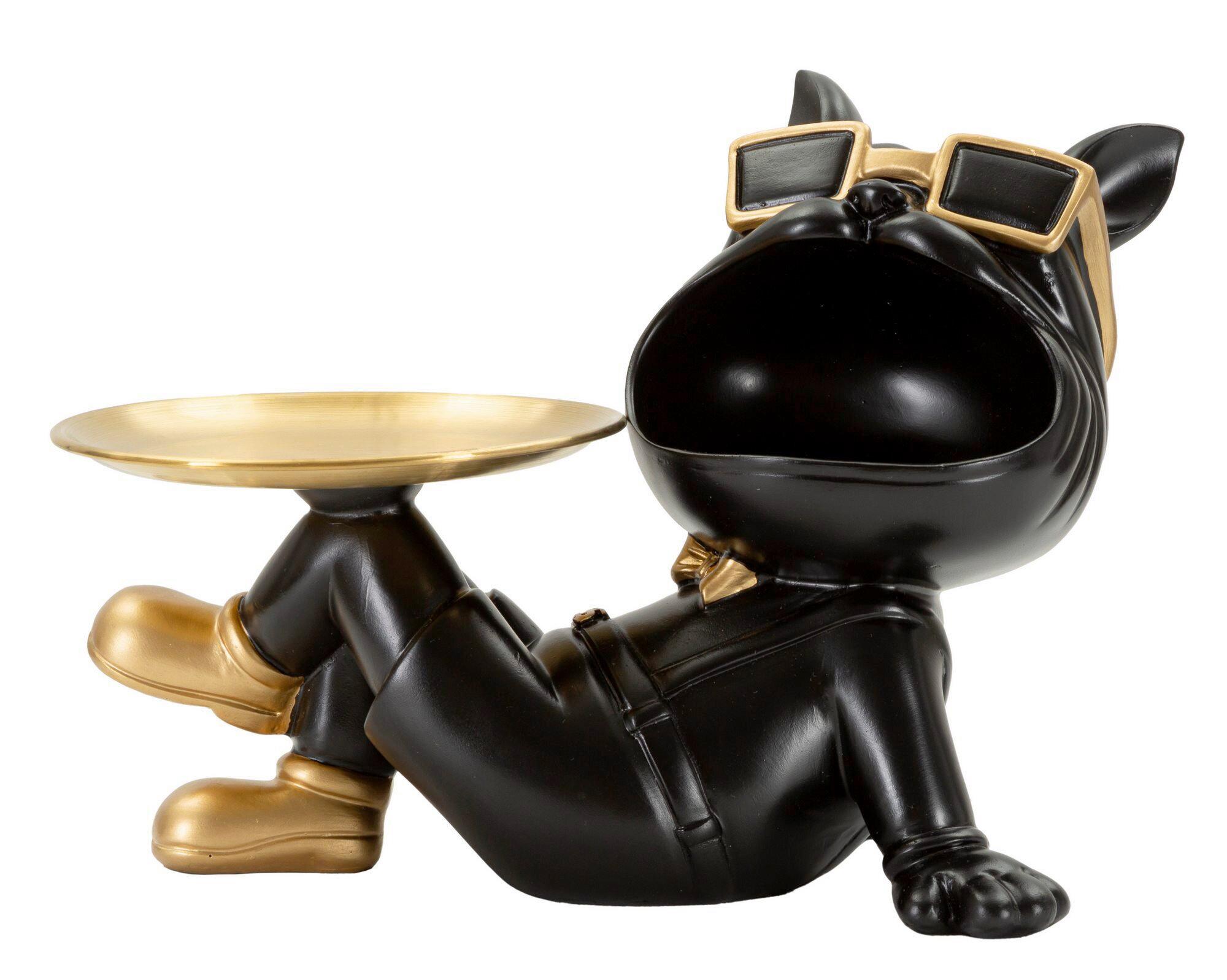 Skulptur Gold/schwarz,kunststoff/metall - Basics, Kunststoff/Metall (27/18.5/17cm)