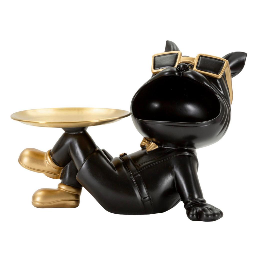 SKULPTUR Gold/Schwarz,Kunststoff/Metall
