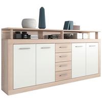 Sideboard B 190cm Luna, Eiche/Weiß - Weiß/Sonoma Eiche, Basics, Holzwerkstoff (190/95/32cm) - MID.YOU