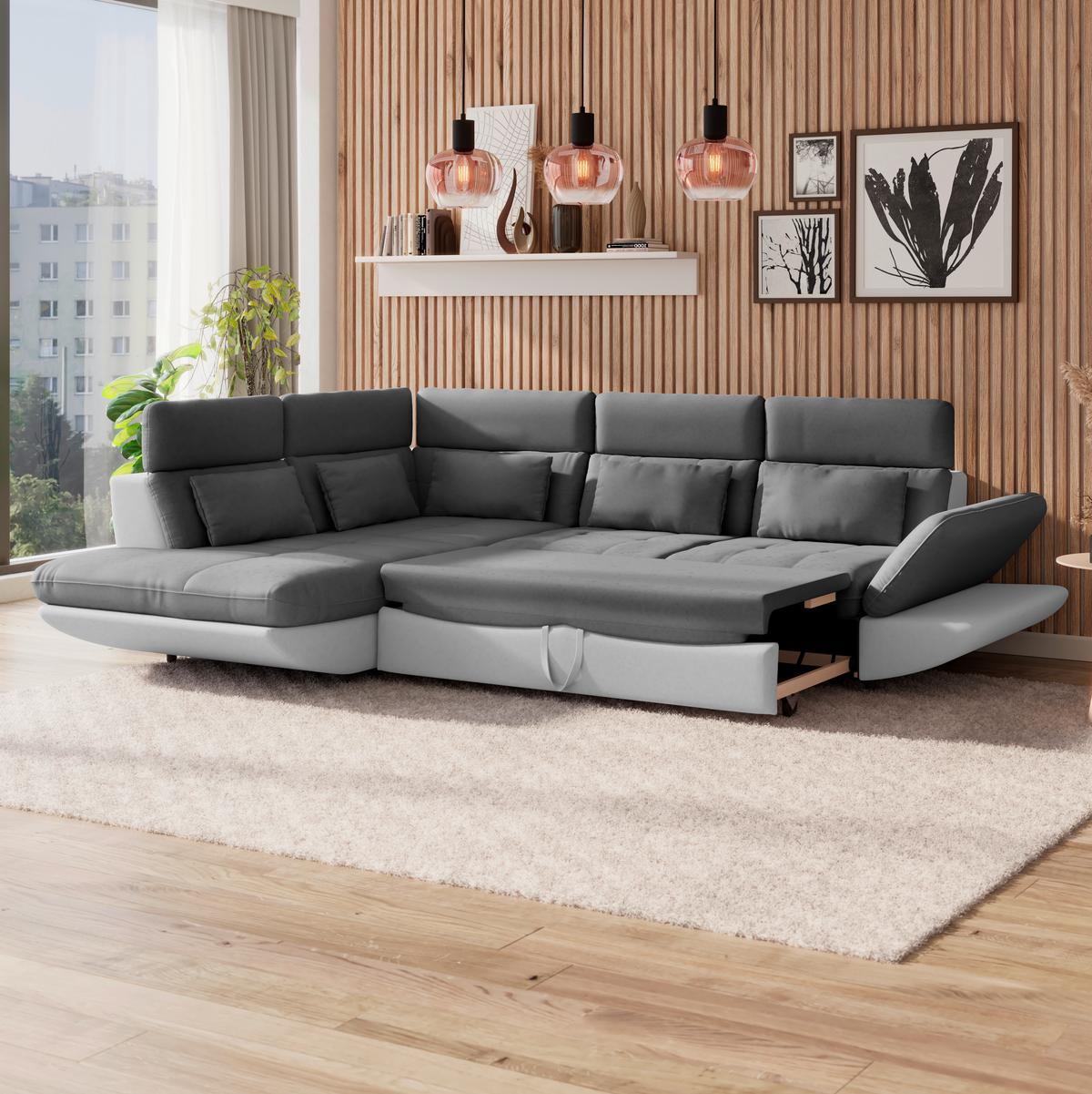 SEDACÍ SOUPRAVA PARK - černá/světle šedá, Moderní, textil/plast (233/311cm) - Luca Bessoni