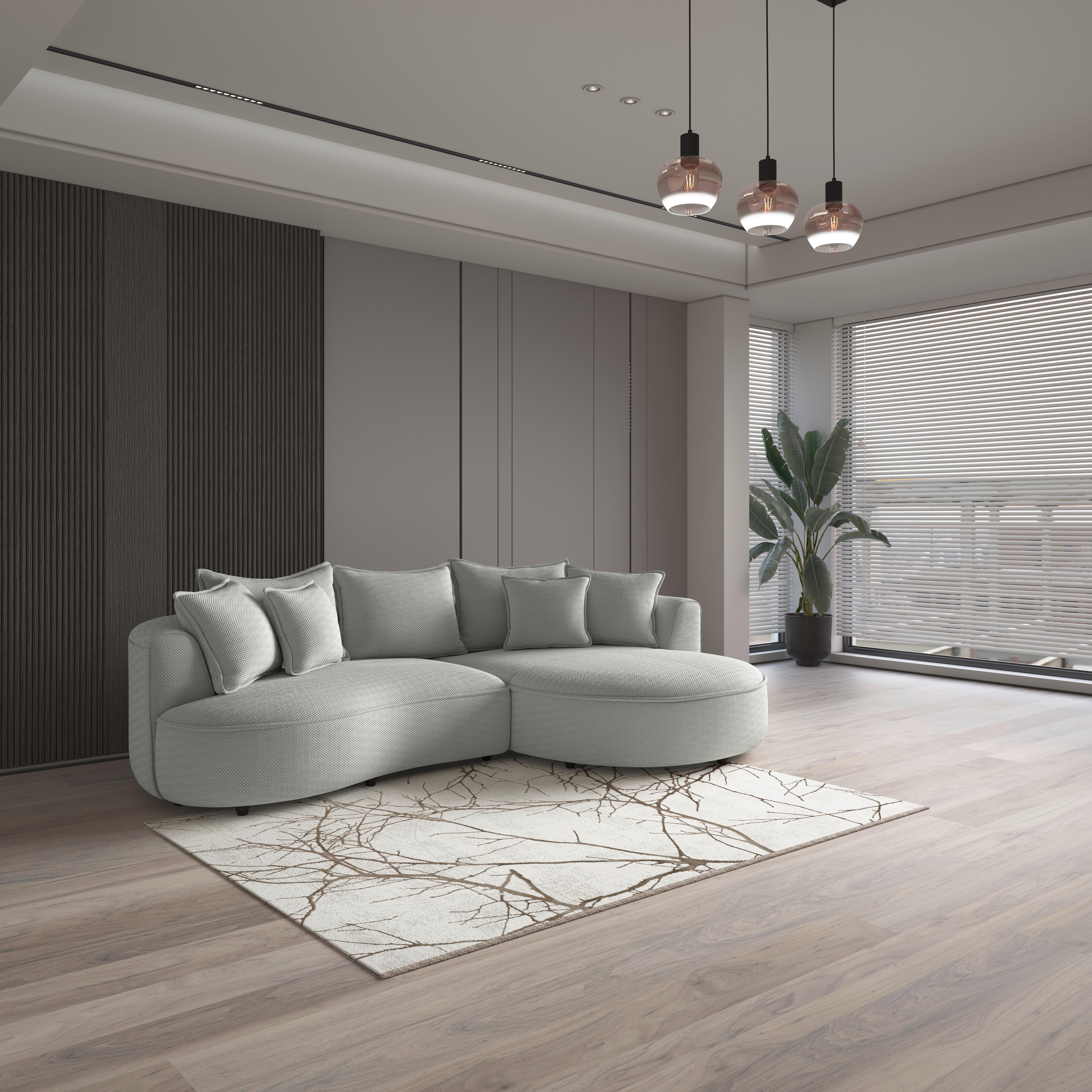 Rohová sedačka LEVI, pravá, jadeitově zelená,se 7 polštáři - černá/jadeitově zelená, Moderní, textil/plast (287/168cm)