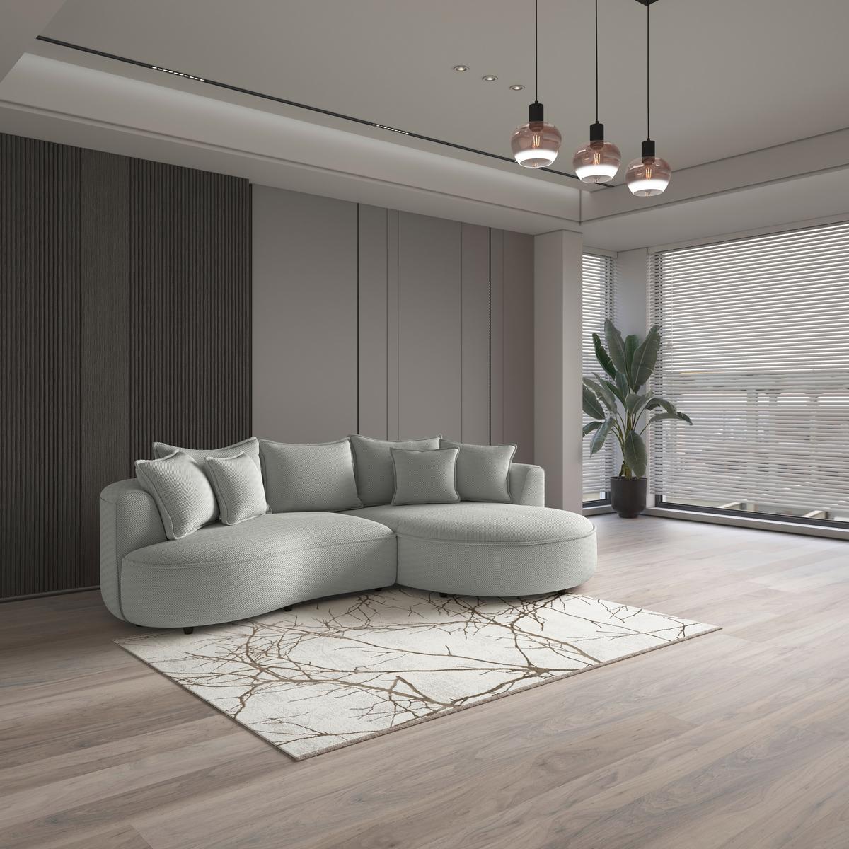Ecksofa Levi - Jadegrün/Schwarz, MODERN, Textil (287/168cm)
