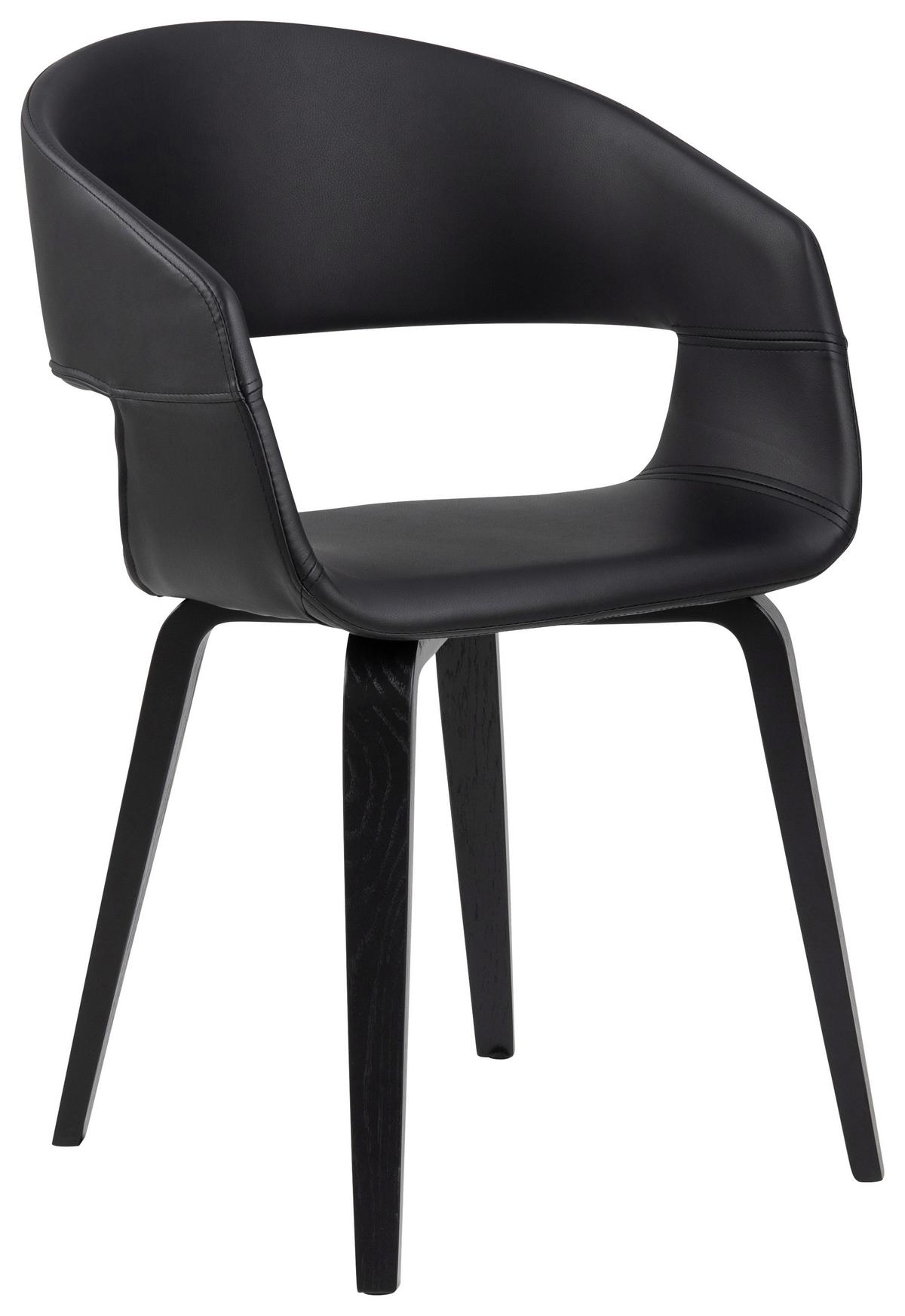 Armlehnstuhl Nova Schwarz - Schwarz, Trend, Holz/Textil (52/77,5/53cm) - MID.YOU